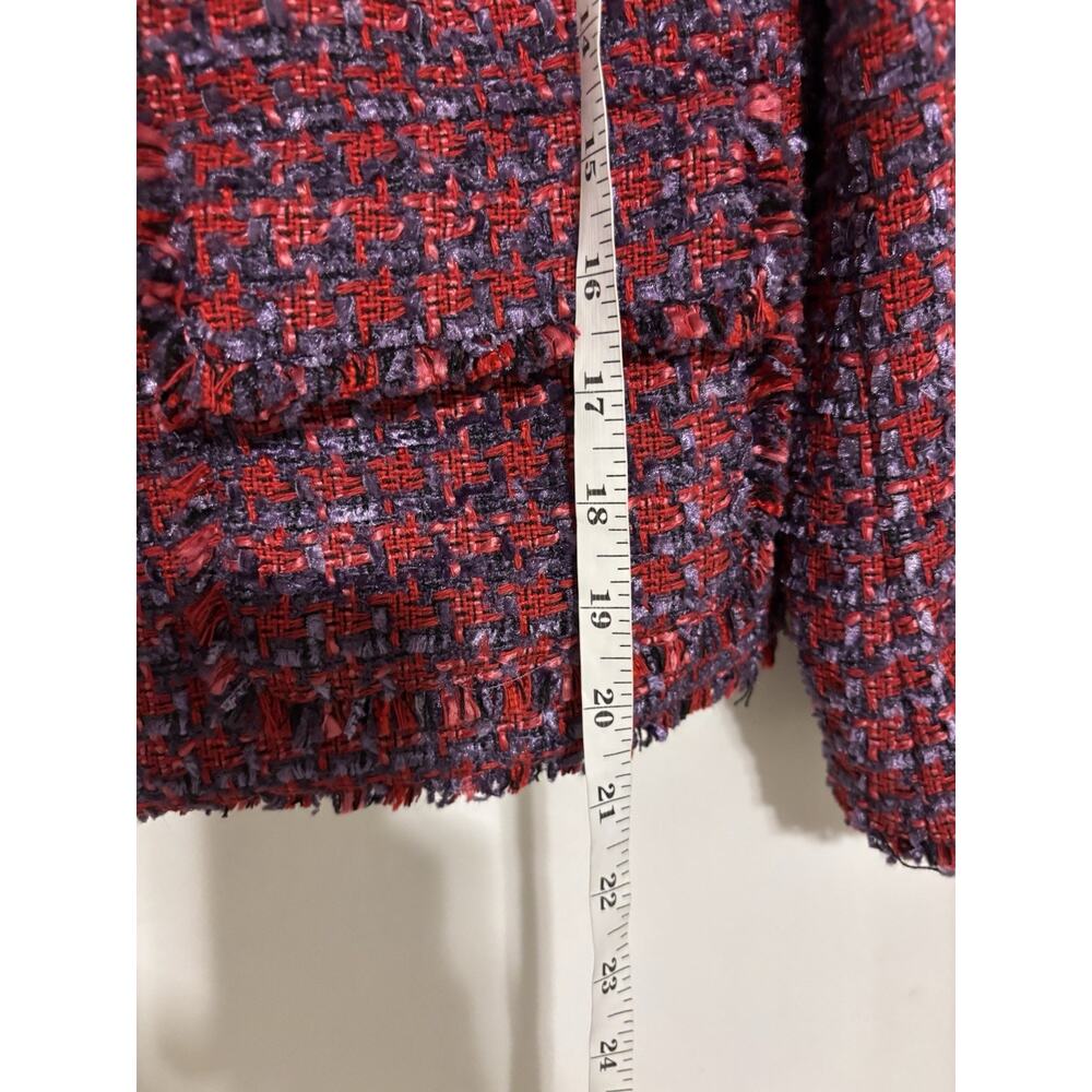 Talbots Blazer Jacke 12 Petite Red Blue Tweed Gold Buttons Cropped Women Elegant - Picture 7 of 9